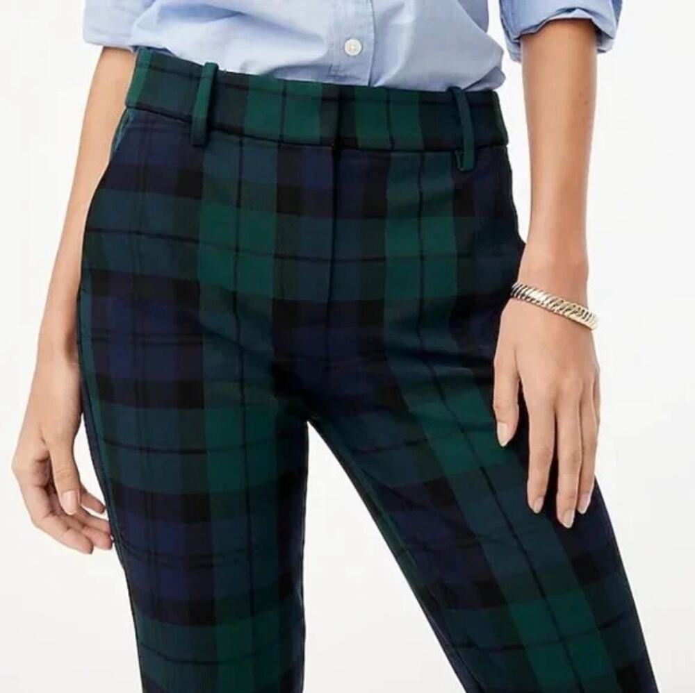 J.Crew Ruby Plaid Pants 4 NWT Black Watch Tartan Holiday Trousers